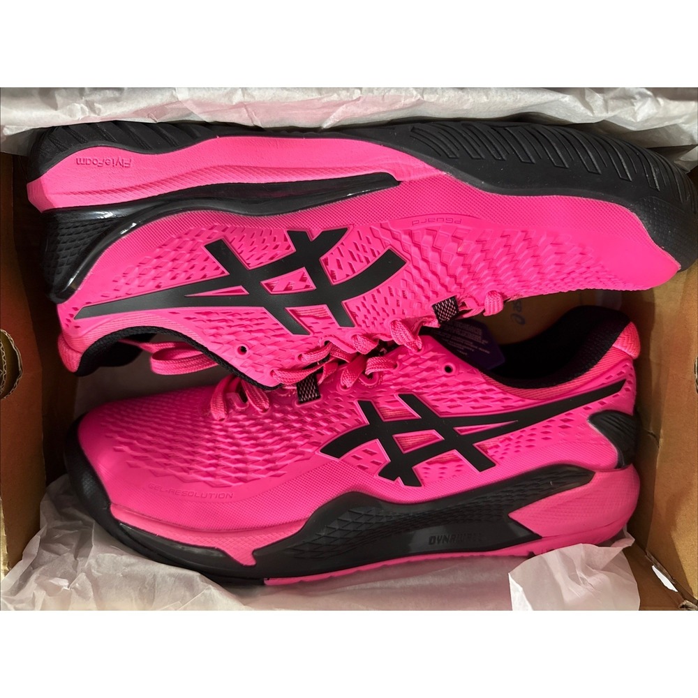 ASICS Gel Resolution 9 Mens Sz 10.5 Hot Pink Black Tennis Lace Up Sneakers Shoes